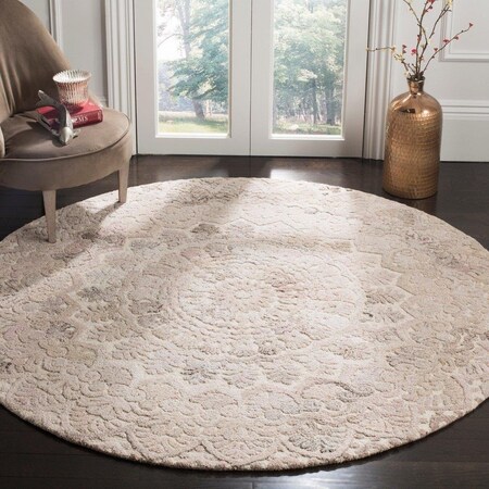Safavieh 6 x 6 ft. Marquee Round Hand-Made Rug - Beige & Ivory MRQ110B-6R